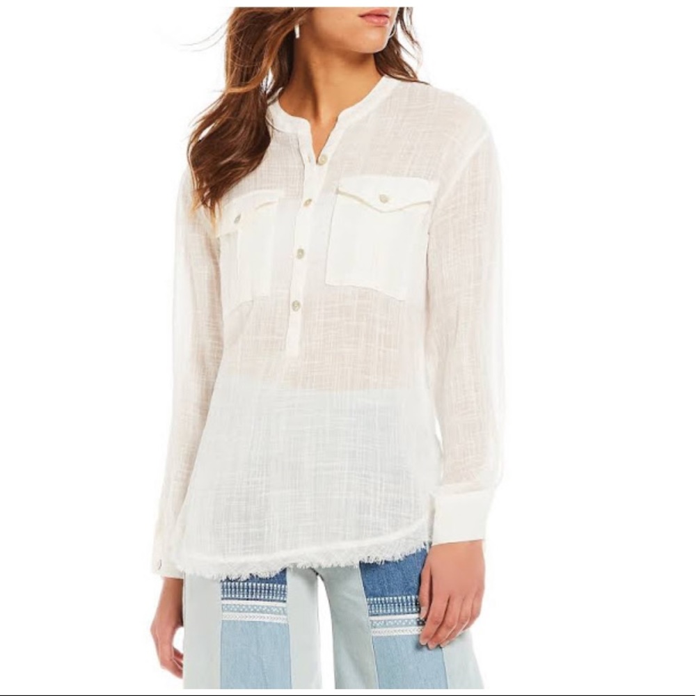 Free People Sheer White Top